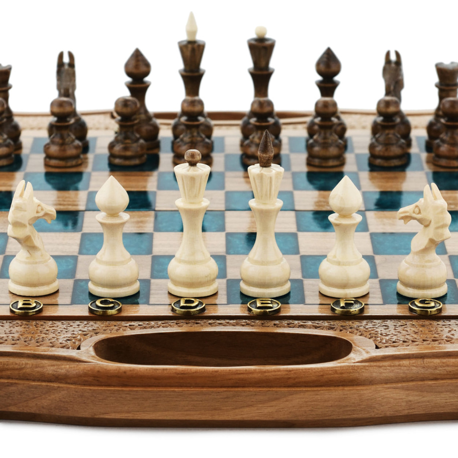 Шахматы + нарды резные "Топаз" 30 купить в Казани