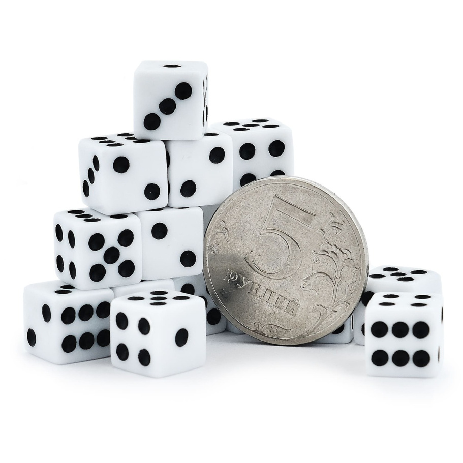 Кости игральные "Классика" пластик, белые, 10 мм (2 шт.) купить в Казани