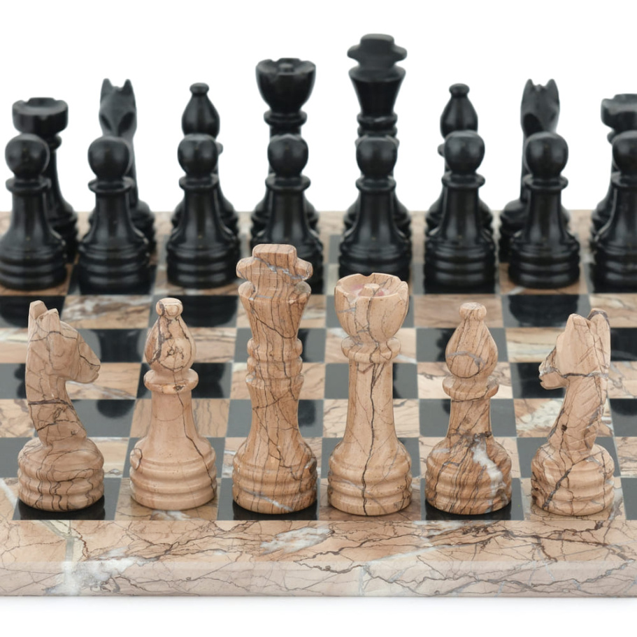 Шахматы из камня "Византия" розовый мрамор 40 купить в Казани