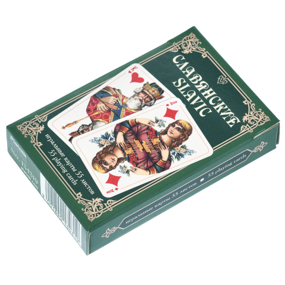 Карты игральные "Славянские" зеленая рубашка, 55 карт