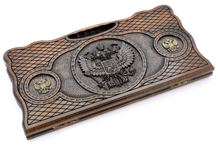 Нарды резные "Герб России 4" большие 60, Harutyunyan