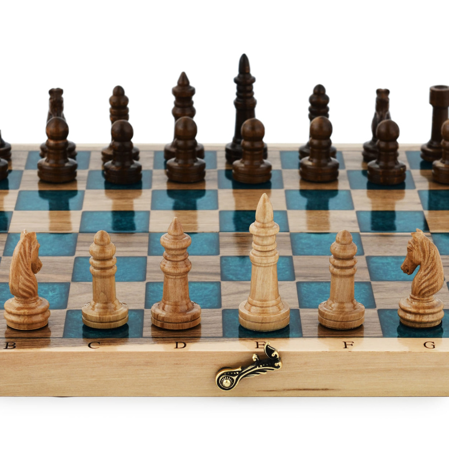 Шахматы + нарды резные "Лазурит" 40 купить в Казани
