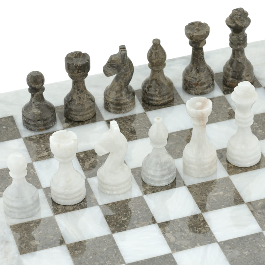 Шахматы из камня "Финикия" серый мрамор 30 купить в Казани