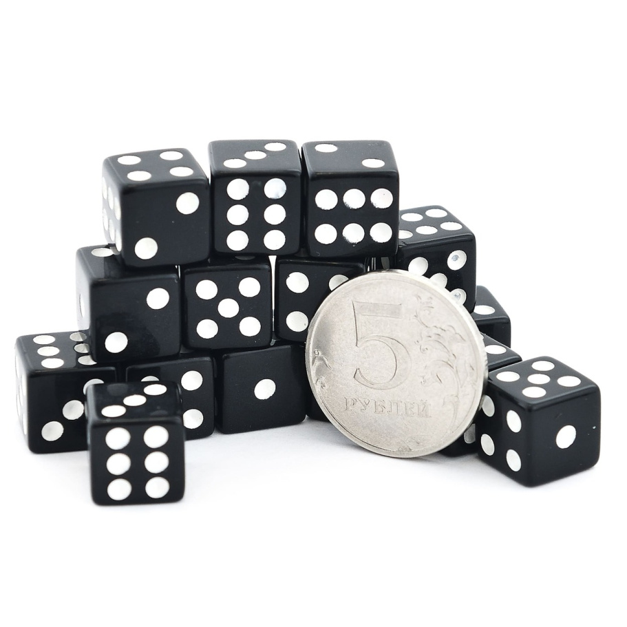 Кости игральные "Классика" пластик, черные, 12 мм (2 шт.) купить в Казани