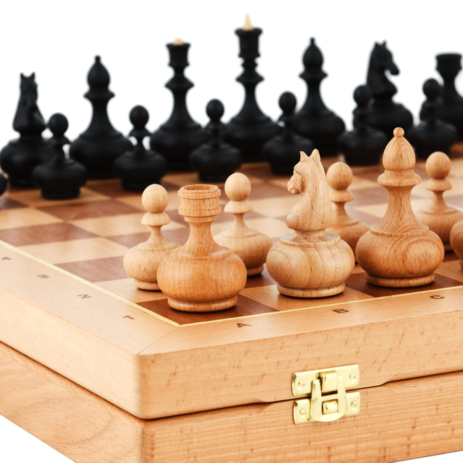 Шахматы в ларце "Блицор" бук, WoodGames купить в Казани