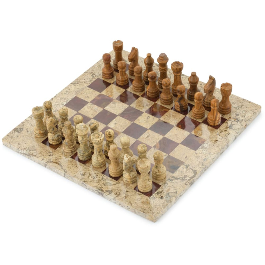 Шахматы из камня "Сицилия" яшма и ракушечник 40