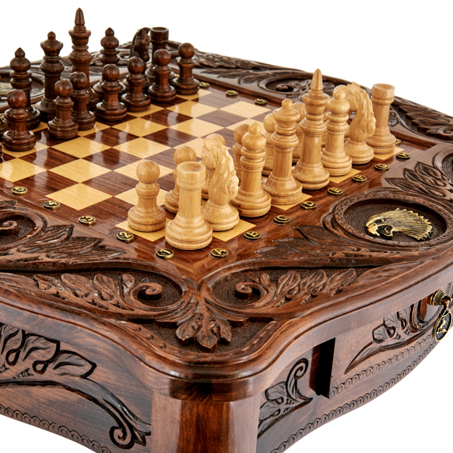 Стол ломберный Шахматы резные "Гордый орел" 60 купить в Казани
