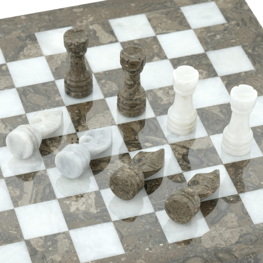 Шахматы из камня "Одиссея" серый мрамор 30 купить в Казани
