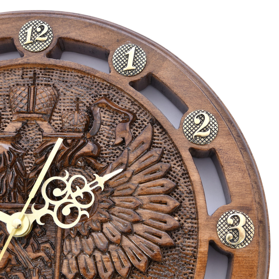 Часы настенные резные "Герб России" 30 купить в Казани