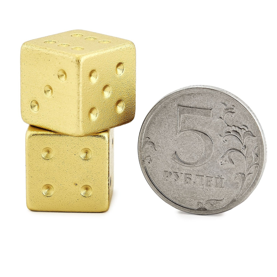 Кости игральные "Премиум" металл, золотой, 15 мм (2 шт.) купить в Казани