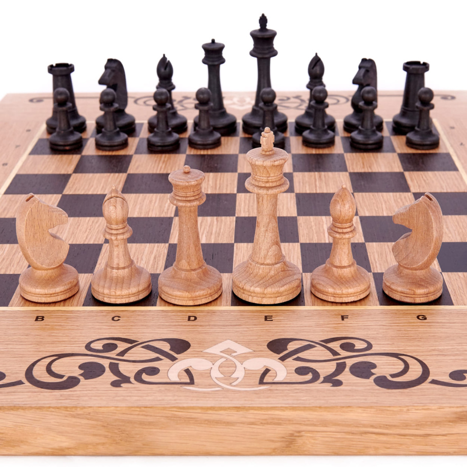 Шахматы + нарды резные "Венеция" дуб купить в Казани