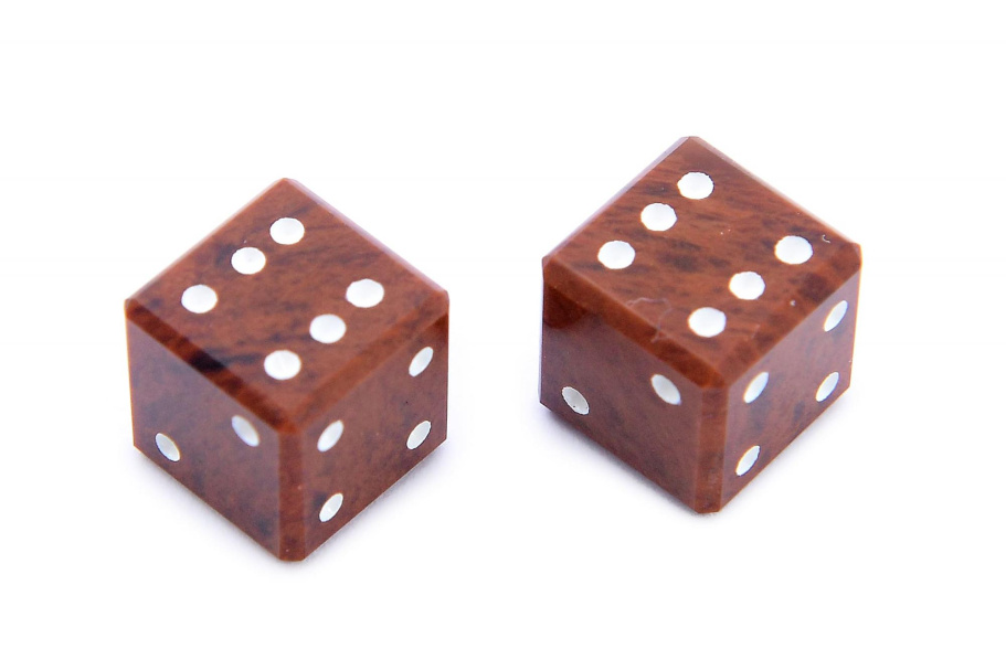 Кости игральные из коричневого обсидиана, 10 мм (2 шт), Harutyunyan