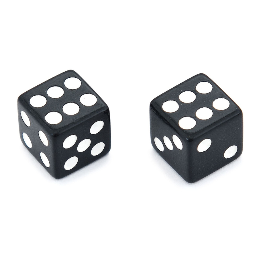 Кости игральные "Классика" пластик, черные, 12 мм (2 шт.)