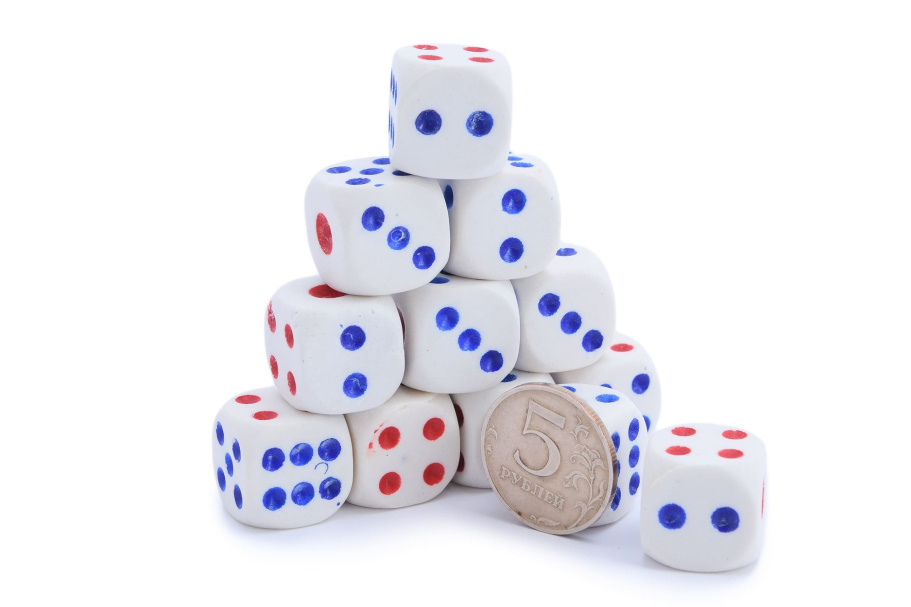 Кости игральные, пластик, белые 18 мм (2 шт), StartTime купить в Казани