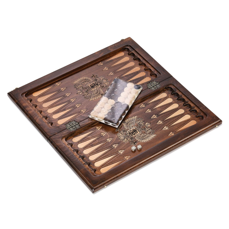 Нарды резные Рэкто "Герб России" средние 50, Harutyunyan купить в Казани